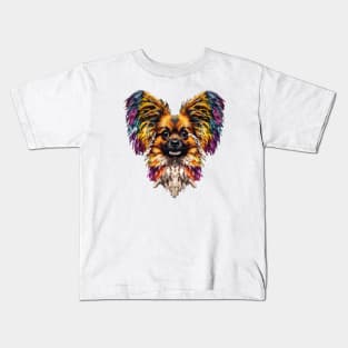 Papillon Butterfly Dog Design Kids T-Shirt